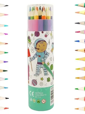 Astronaut Color Pencil Set for Kids, Pre-Sharpened Soft Core Colored Pencils, Space-Themed Tube Box, Smooth Drawing & Coloring, School Art Craft Sketching Gift Set