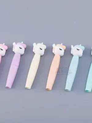 Unicorn 6-in-1 Pastel Highlighter Set – Cute Unicorn Head Markers for Kids, Girls & School Supplies | Smooth Writing, Bright Colors, Kawaii Study & Journaling Pens