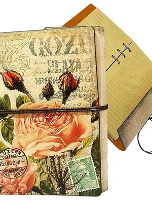 Flower Leather Vintage Journal Notebook A5 Refillable Diary with Lock Strap | Line Pages and Zipper Pocket | Retro Cover Designfor Writing, Travel, Sketching & Gift