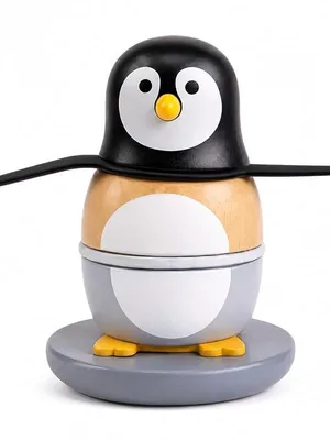 Wobbling Penguin Family Baby Toys, 3-in-1 Rattle & Musical Sensory Toys for Babies 6-12-24 Months, Food-Grade Silicone Teething Toys, Montessori Wobbler for Infant Toddler Gift - Penguin Tumble