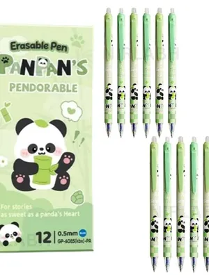 Erasable Gel Pen Set 0.5mm Blue Ink | Cute Pink Writing Pens with Eraser Tip | Smooth Writing School, Exam & Office Stationery | [Set of 12]