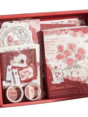 A6 256 Page Diary Book Stationery Set, Butterfly Series, Collage Material, A6, System Planner Set, Sticker Book, Scrachbook Set, Retro Style, Cute Washi Tape (Romantic Manor) - Romantic Manor Story