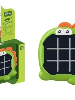 Tic Tac Toe Game, Animal-Themed 2-in-1 Handheld Puzzle Game Console, Travel Game for Learning and Memory Development, Board Games for Kids and Adults (Dinosaur)