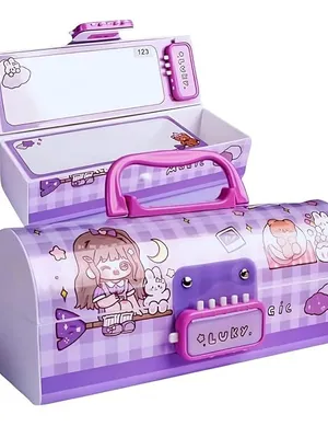 Luky Password Lock Pencil Box with Large Capacity Multi-Layer Multi-Function Storage Box Secret Compartment & Mirror Pencil Case Best Gifts for Kids (LPPB)