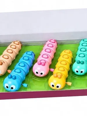Wind Up Key Operated Crawling Moving Worm Toy for Kids, Colorful Mechanical Walking Caterpillar Toy,Wind-Up Action Toy, 1 Pc Random
