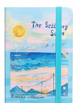 A5 Hardcover Notebook Diary with Elastic Band Closure | Cute Aesthetic Pastel Cover Journal | Ruled Writing Pages for Students, Office, Journaling & Planning | Premium Hardbound Notebook (Sun Set)