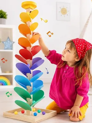 Wooden Marble Run for 4-8 Music Tree Montessori Color Sorting Toys 3-5 Wood Music Tree Toys Marble Ball Run Boys Girls Learning Color Sorting Game Birthday Gift