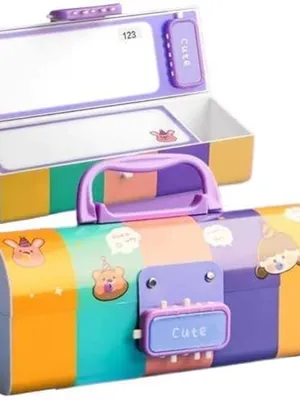 Password Lock Pencil Box with Large Capacity Multi-Layer Multi-Function Storage Box Secret Compartment & Mirror Pencil Case Best Gifts for Kids ( P Box)