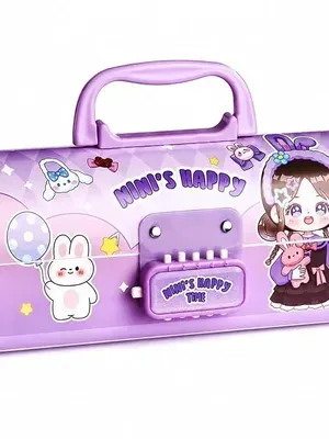 Nini's Happy Password Lock Pencil Box with Large Capacity Multi-Layer Multi-Function Storage Box Secret Compartment & Mirror Pencil Case Best Gifts for Kids