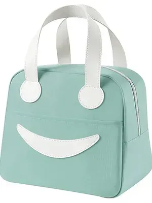 Smiley Insulated Lunch Bag for Women Men Kids – Reusable Cute Tote Lunch Box with Aluminum Foil Lining, Leakproof Thermal Cooler for Work, School, Picnic, Travel (Smiley Face Bag)