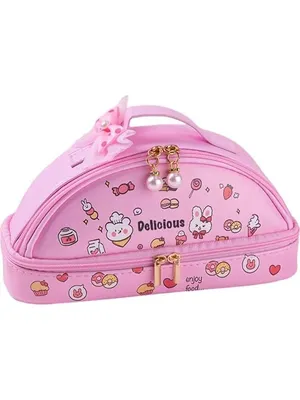 Kawaii Large Capacity Pencil Case with Pearl Zipper Washable Durable PU Leather Pen Bag, Cute School Stationery Organizer for Girls, Kids, Teens, Students (Dellcious Pouch)