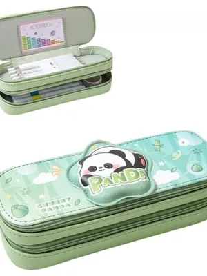 Double Layer Panda 3D Cute Pencil Case for Girls - Large Capacity Aesthetic Pen Pouch - Multifunctional Stationery Organizer for School