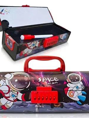 Space Man Pencil Box, Password Lock Multi-Layer Organizer
