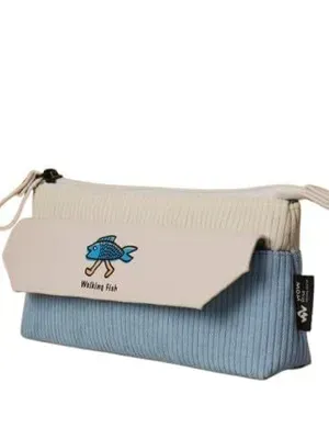 Corduroy Fabric Theme Tyapes Vanity Large Capacity Pencil Pouch with Zipper and Stationary Organizer for Kids (Corduroy Fabric-)