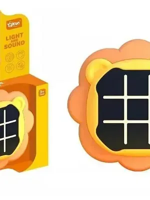 Tic Tac Toe Game, Animal-Themed 2-in-1 Handheld Puzzle Game Console, Travel Game for Learning and Memory Development, Board Games for Kids and Adults (Lion)