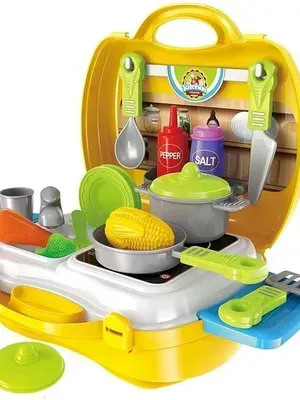 Little Chef 2 in 1 Kitchen Play Set,Pretend Play Luggage Kitchen Kit for Kids with Suitcase Trolley Carrycase with Sound-Lights and Accessories Included Multicolor (Dream Kitchen)