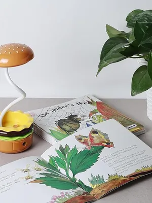 Automatic Pencil Sharpener for Kids, Battery Operated with Dust Box, Cartoon Astronaut Design, for School, Home, Office & Return Gifts (Burger Table Lamp with Sharpener)