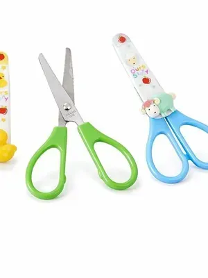 Cartoon Student Safety Scissors for Kids – Cute Animal Design Art & Craft Paper Cutting Scissors for School, DIY Crafts, Scrapbooking, Stationery Supplies for Students (Pack Of 2)