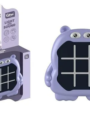 Tic Tac Toe Game, Animal-Themed 2-in-1 Handheld Puzzle Game Console, Travel Game for Learning and Memory Development, Board Games for Kids and Adults (Hippo)
