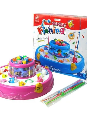 Magnetic Fishing Game for Kids, Double Layer Rotating Fish Catching Toy with Music & Lights, Interactive Educational Toy with Fishing Rods for Toddlers Boys & Girls