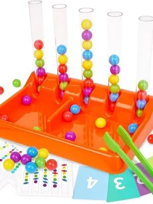 Color Sorting Toy Beads Matching Set, Montessori Toys for Preschool Math Counting Educational, Matching Color Sorting Games for Fine Motor Math Skills