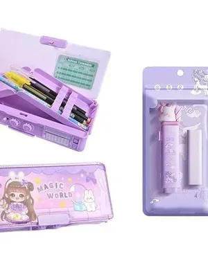 Unicorn Compass Box Combo with Refillable Eraser for Girls - Magic World compass + Eraser