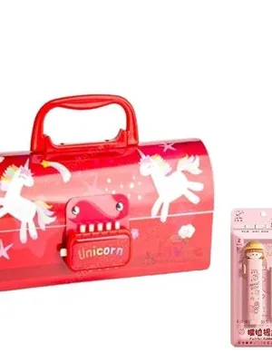 Unicorn Pencil Box Set with Eraser & 10 Color Pen for Girls-Boys - Unicorn Pencil Box Combo