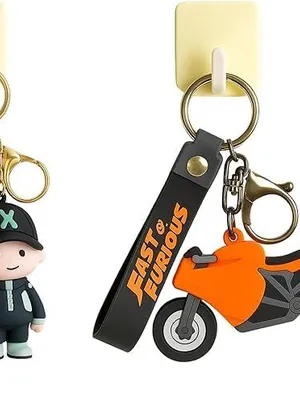 Keychain with Wrist Strap, Cartoon 3D Silicone Animal Keyring Charm for Women, Girls, Backpack & Car Keys - KQ 0717 BY BE