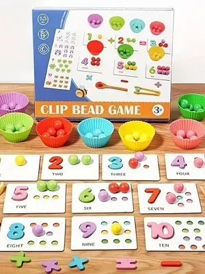 Color Sorting Stacking Puzzle, Maths Counting Games, Matching Games, Educational Toys with Wooden Beads, Great Gifts
