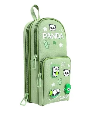 Cute Panda Pencil Pouch for Kids | Multi-Compartment Standing Pen Case with Double Zipper | Kawaii Panda Design with 3D Charms | School Stationery Organizer for Boys & Girls