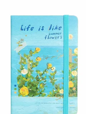 A5 Hardcover Notebook Diary with Elastic Band Closure | Cute Aesthetic Pastel Cover Journal | Ruled Writing Pages for Students, Office, Journaling & Daily | Premium Hardbound Notebook (Summer Flower)