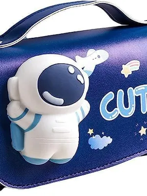 Plastic Cute Astronaut Pencil Pouch for Girls & Boys,Big Pencil Case for Kids,Zipper Pencil Kit Stationary Storage Box for School Children,Stationery Organizer Pen Box-Multicolor