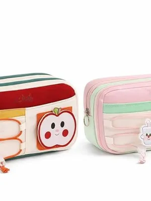 Pencil Case Set of 2, Birthday Return Gift for Kids, Large Capacity Pencil Pouch with Compartments,Pen Organizer for Girls Boys School Supplies Ages 3–12 ( & Apple Combo)