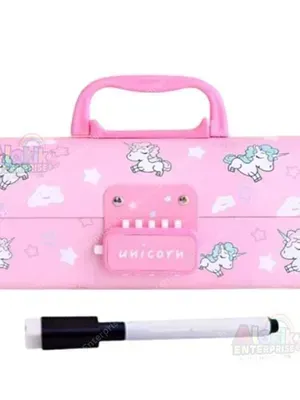 Unicorn Password Lock Pencil Box with Large Capacity Multi-Layer Multi-Function Storage Box Secret Compartment & Mirror Pencil Case Best Gifts for Kids (Unicorn Pencil Box - UPB)