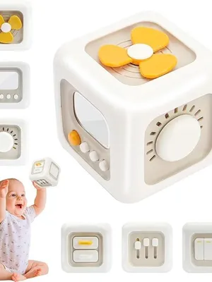 Montessori Toys 6 in 1 Sensory Busy Activity Cube for Toddlers | Preschool Learning Board | Fine Motor Skill Development | BPA Free Educational Travel Toy | Birthday Gift for Kids 1+ Years