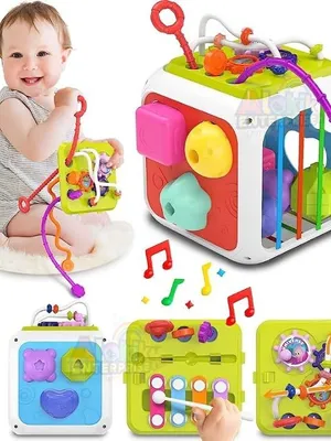 7 in 1 Montessori Sensory Toys for Baby 6 9 12 18 Months Newborn Girl Boy Educational Gift Motor Skills Activity Cube Games for Children 1 2 Years Birthday Gift(7 in 1 Activity Cube)