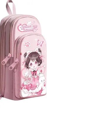 3 Compartment Cute Aesthetic Pencil Case for Girls Large Capacity Pen Pencil Pouch Compass Box for School Multifunctional Stationery Organizer Best Return Gift for Birthday (Sweet)