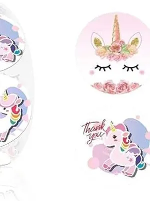 500pcs Watercolor Thank You Stickers, Round Thank You Adhesive Sticker for Small Business Wedding Supplies Packing Stickers Gift Wrap (3, Thank You Unicorn Stickers)
