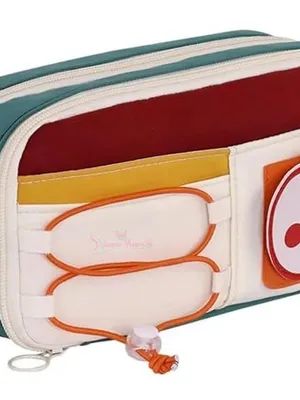 Apple Pencil Pouch for Girls, Large Capacity Multi-Compartment Zipper Pencil Case with Front Pocket & Elastic Organizer, Cute Aesthetic Stationery Bag