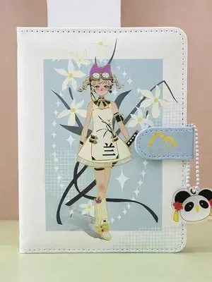 Anime Girl Lock Diary Notebook with Strap Closure, Cute PU Leather Journal Planner for Girls Kids Teens, Pocket B6 Size Writing Diary for School Notes Gifts Stationery