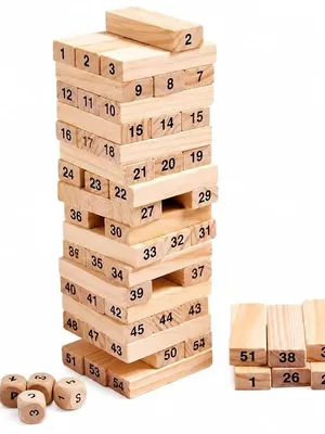 54 Pcs Wooden Colour Blocks for Boys 7–14 Years - Jenga 54 pc. Without