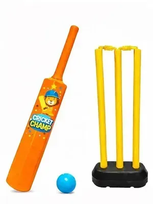 Junior Kids Cricket Set with Bat, Ball, Stumps & Bails – Plastic Cricket Kit Toy for Boys & Girls Age 2+ | Beginner Cricket Set for Indoor & Outdoor Play