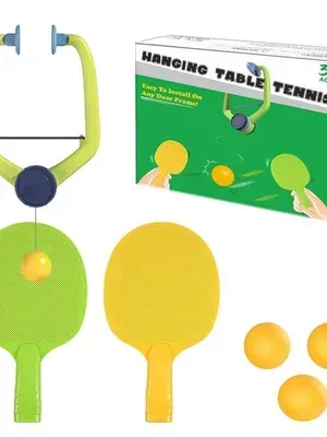 Hanging Table Tennis Self Training Indoor Gaming 2 Racket & 3 Practice Ball Portable - Double Sparring Hanging Toys Parent Child Interaction Indoor Toys