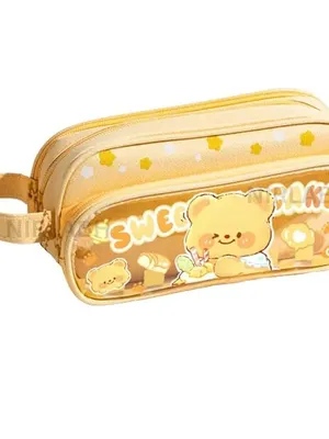 Multi-Functional Soft Pencil Case for Girls – Large Capacity Zipper Pouch with Multiple Compartments – Aesthetic Stationery Organizer for School, College & Office - Sweet Cake Pouch