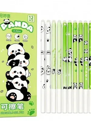 Cute Panda Erasable Gel Pen Set | 0.5mm Fine Tip | Smooth Writing | Kawaii Cartoon Pens with Eraser | School Stationery for Kids, Students & Gifts
