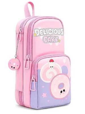 Double Zipper Pencil Pouch for Kids, Large Capacity Pencil Case with Multi Compartments, Delicious Cake Stationery Organizer for School, Office, Travel, Pens, Pencils & Accessories