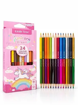 12pcs Double Sided Colour Pencils Set (24 Shades) for Kids & Adults Multicolor Drawing Pencils Smooth, Break Resistant School, Art & Coloring Kit (Unicorn Dream)