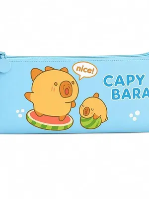 Cute Capybara Pencil Case, Soft Silicone Pencil Pouch with Zipper, Spacious Waterproof Pen Bag for School, Office, Travel
