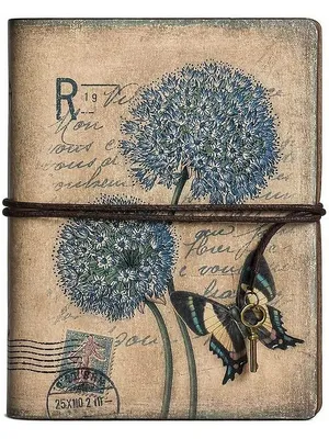 New Butterfly Diary, Refillable Leather Journal with Pocket
