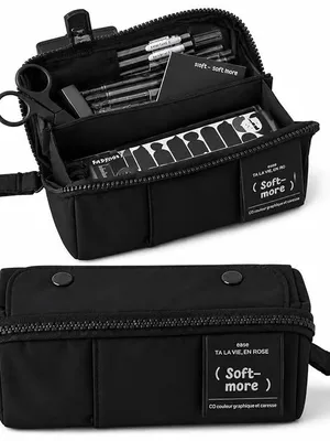 Soft More Large Capacity Pencil Case for Girls Purple Pencil Pouch with Multiple Compartments Aesthetic Stationery Organizer Wide Opening Zipper Pen Holder for School College Office Students